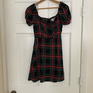 Francesca's Collections Black and Red Puff Sleeve Mini Sundress